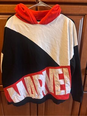 Marvel Colorblock Hoodie in Red, Black, White